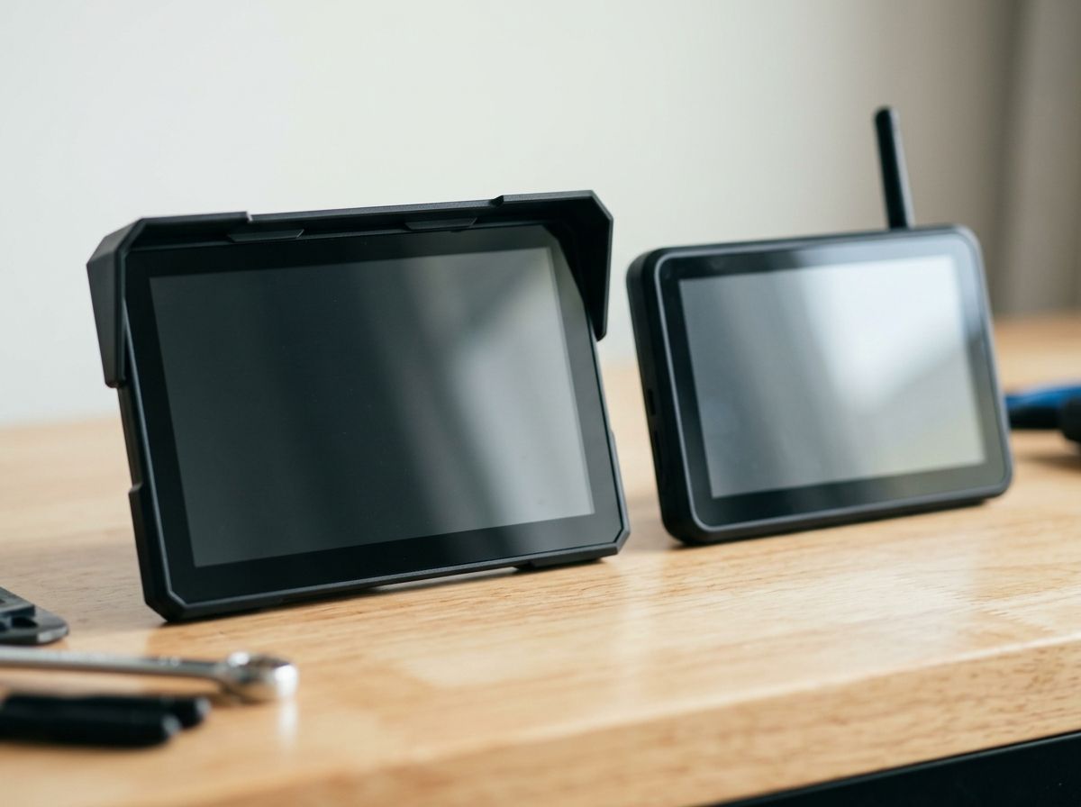 Boîtiers du Carpuride W702 Plus et du Chigee AIO-6 LTE 4G posés côte à côte sur un établi