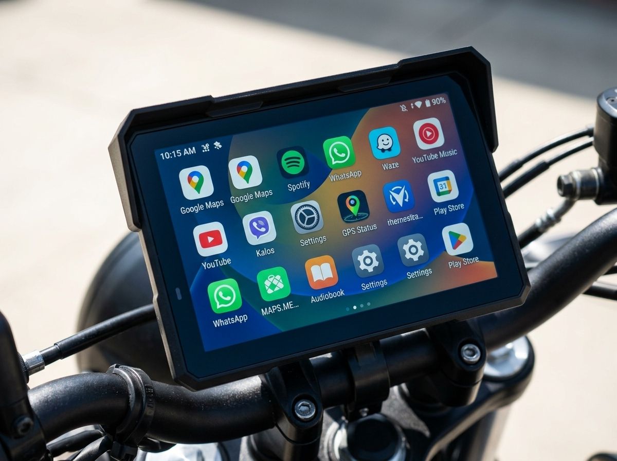 Écran d'accueil du Carpuride W702 Plus affichant une grille d'applications Android installées
