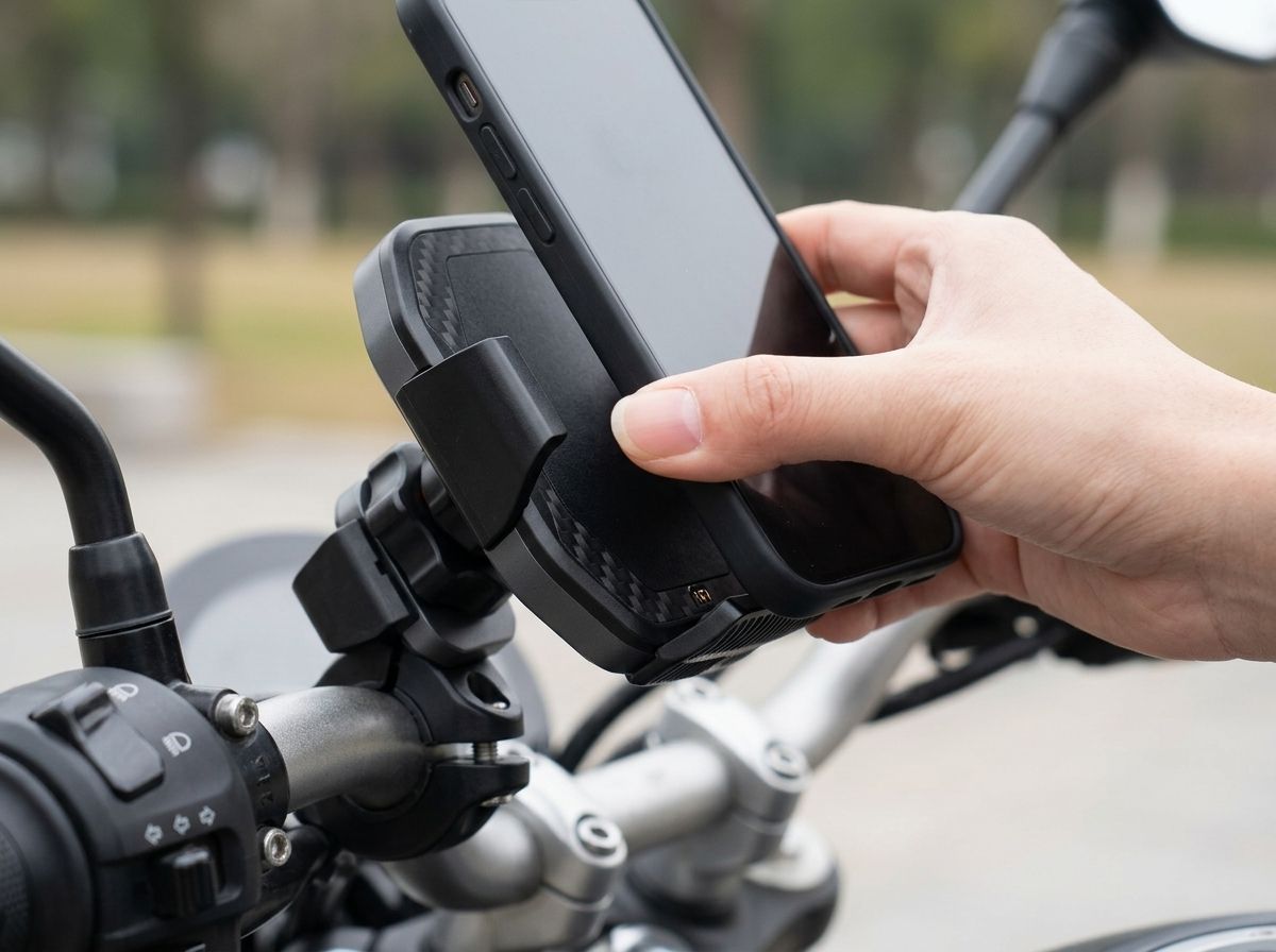 Main clipsant un smartphone dans la pince du support chargeur Chigee CG2