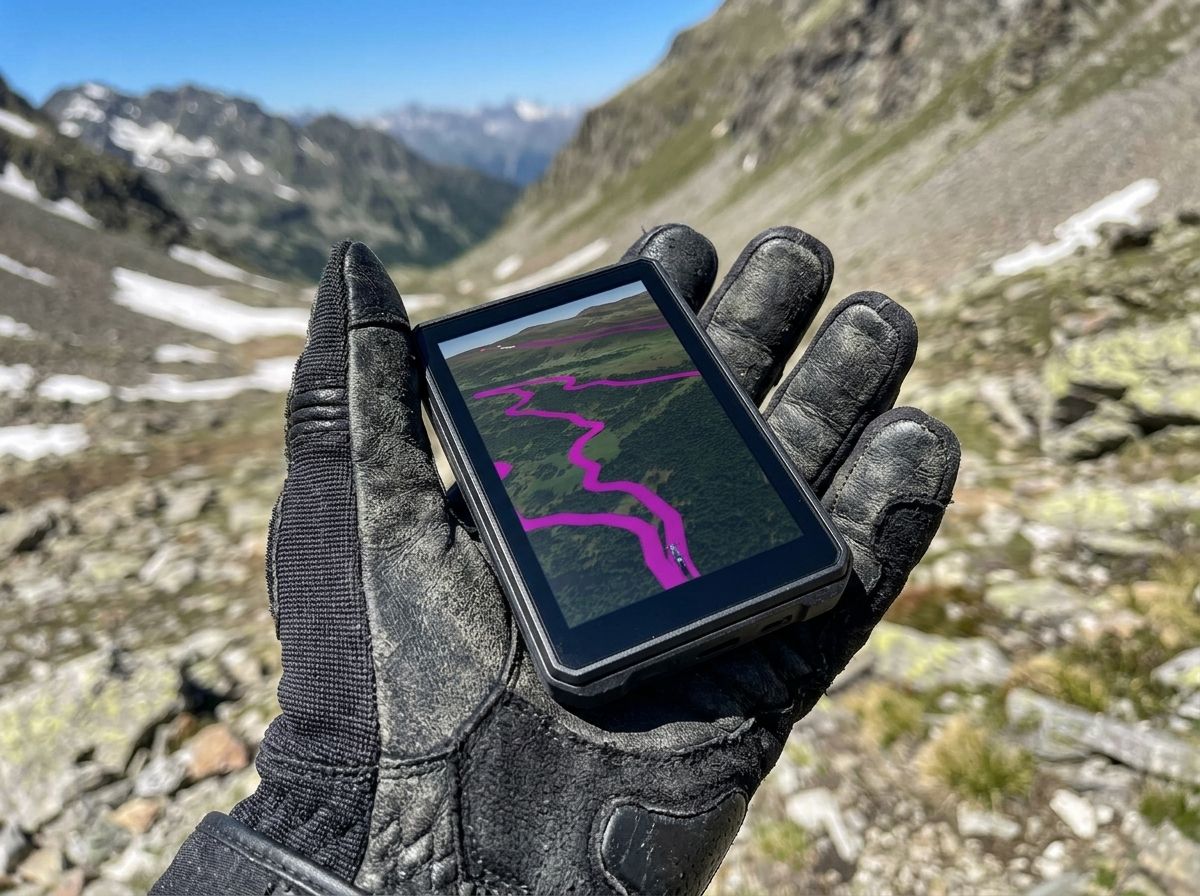 Garmin zūmo XT3 4,7 pouces tenu dans une main gantée, format compact